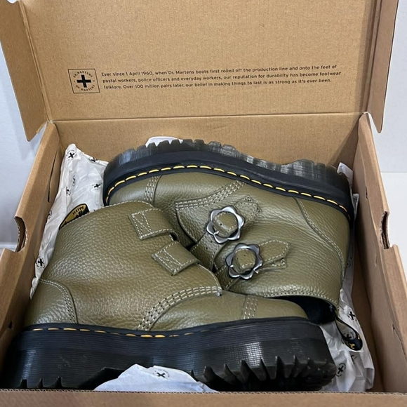 Dr. Martens Olive Green Platform Boots - Picture 2 of 10